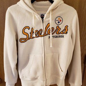 NFL Pittsburgh Steelers Women's Medium Embroidered Plush Zip Up Hoodie
